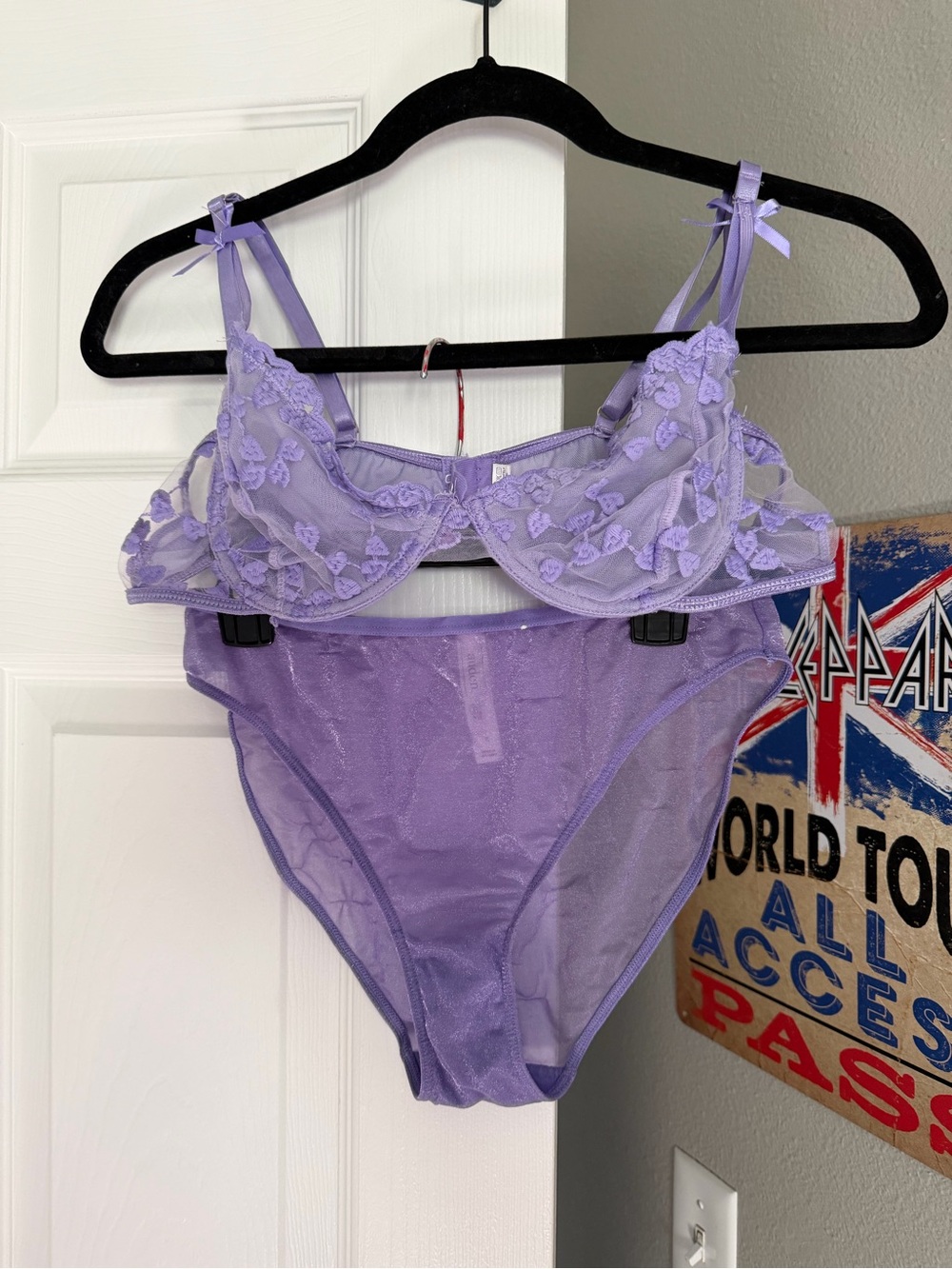 Lilac Mesh Lingerie Set Size M — Auden Panties + Unlined Heart Bra